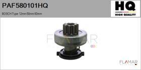 HQ PAF580101HQ - Piñón, arrancador BOSCH Type 12mm 58mm 60mm