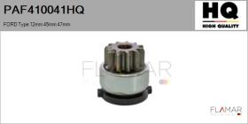 HQ PAF410041HQ - Piñón, arrancador FORD Type 12mm 45mm 47mm