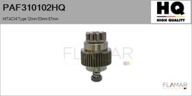HQ PAF310102HQ - Piñón, arrancador HITACHI Type 12mm 53mm 87mm