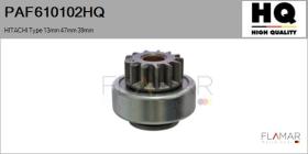 HQ PAF610102HQ - Piñón, arrancador HITACHI Type 13mm 47mm 39mm