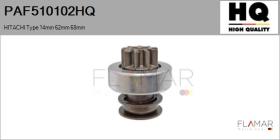 HQ PAF510102HQ - Piñón, arrancador HITACHI Type 14mm 62mm 68mm