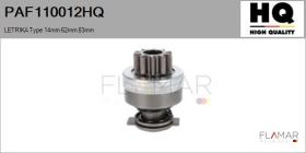 HQ PAF110012HQ - Piñón, arrancador LETRIKA Type 14mm 62mm 83mm