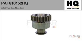 HQ PAF810152HQ - Piñón, arrancador LUCAS Type 12mm 54mm 52mm