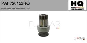 HQ PAF720153HQ - Piñón, arrancador MITSUBISHI Type 11mm 46mm 74mm