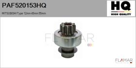 HQ PAF520153HQ - Piñón, arrancador MITSUBISHI Type 12mm 45mm 55mm