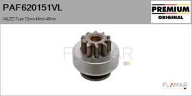 VALEO PAF620151VL - Piñón, arrancador VALEO Type 12mm 49mm 46mm