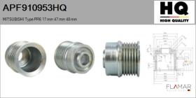HQ APF910953HQ - POLEAS NUEVO MITSUBISHI Type 6Ribs 17 mm 47,00 mm 48 mm