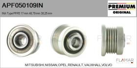 INA APF050109IN - POLEAS NUEVO ORIG. INA Type PFR5 17,00 mm 48,79 mm 38,25 mm