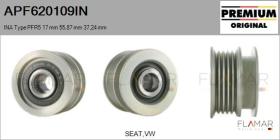 INA APF620109IN - POLEAS NUEVO ORIG. INA Type PFR5 17,00 mm 55,87 mm 37,24 mm