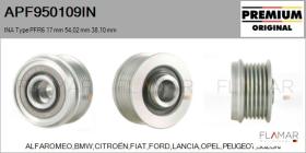 INA APF950109IN - POLEAS NUEVO ORIG. INA Type PFR6 17,00 mm 54,02 mm 38,10 mm