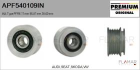 INA APF540109IN - POLEAS NUEVO ORIG. INA Type PFR6 17,00 mm 55,87 mm 35,60 mm