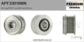 INA APF330109IN - POLEAS NUEVO ORIG. INA Type PFR6 17,00 mm 55,87 mm 36,10 mm