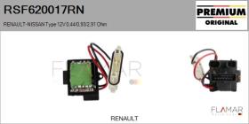 RENAULT NISSAN RSF620017RN - RESISTENCIAS VENTILADOR CALEFACCION