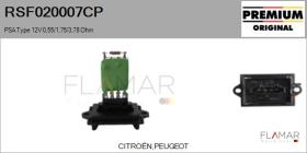 PSA RSF020007CP - RESISTENCIAS VENTILADOR CALEFACCION