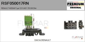 RENAULT NISSAN RSF050017RN - RESISTENCIAS VENTILADOR CALEFACCION