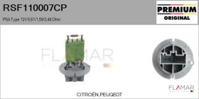 PSA RSF110007CP - RESISTENCIAS VENTILADOR CALEFACCION