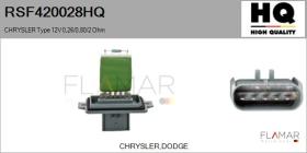 HQ RSF420028HQ - Resitencia, ventilador habitáculo CHRYSLER Type 12V 0,26/0,