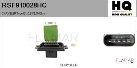 HQ RSF910028HQ - Resitencia, ventilador habitáculo CHRYSLER Type 12V 0,85/2,