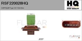 HQ RSF220028HQ - Resitencia, ventilador habitáculo CHRYSLER Type 12V 1/3/4 O