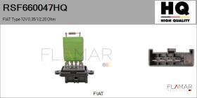 HQ RSF660047HQ - Resitencia, ventilador habitáculo FIAT Type 12V 0,35/1/2,20