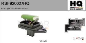HQ RSF920027HQ - Resitencia, ventilador habitáculo FORD Type 12V 0,34/0,68/1