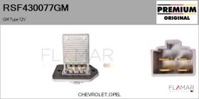 GM RSF430077GM - Resitencia, ventilador habitáculo GM Type 12V