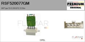 GM RSF520077GM - Resitencia, ventilador habitáculo GM Type 12V 0,33/0,87/2,1