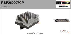 PSA RSF260007CP - Resitencia, ventilador habitáculo PSA Type 12V