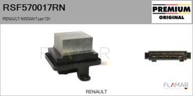RENAULT NISSAN RSF570017RN - Resitencia, ventilador habitáculo RENAULT Type 12V