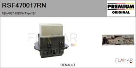 RENAULT NISSAN RSF470017RN - Resitencia, ventilador habitáculo RENAULT Type 12V