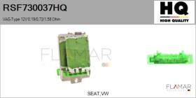 HQ RSF730037HQ - Resitencia, ventilador habitáculo VAG Type 12V 0,19/0,72/1,