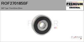 SKF ROF270185SF - RODAM. NUEVO ORIG. SKF Type 17mm 62mm 20mm