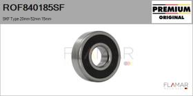 SKF ROF840185SF - RODAM. NUEVO ORIG. SKF Type 20mm 52mm 15mm