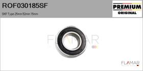 SKF ROF030185SF - RODAM. NUEVO ORIG. SKF Type 25mm 52mm 15mm