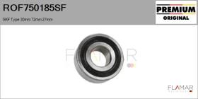 SKF ROF750185SF - RODAM. NUEVO ORIG. SKF Type 30,00mm 72,00mm 27,00mm
