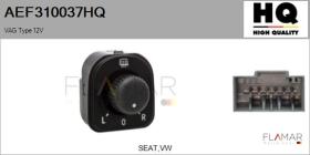 HQ AEF310037HQ - CONMUTADOR AJUSTE ESPEJO VAG TYPE 12V