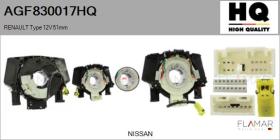 HQ AGF830017HQ - MUELLE ESPIRAL, AIRBAG  RENAULT TYPE 12V 51MM