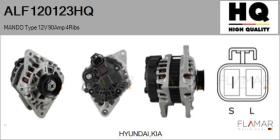 HQ ALF120123HQ - ALTERNADOR  MANDO TYPE 12V 90AMP PR4