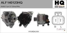 HQ ALF140123HQ - ALTERNADOR  MANDO TYPE 12V 120AMP PFR5