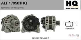 HQ ALF170501HQ - ALTERNADOR  BOSCH TYPE 12V 150AMP PFR6