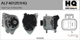 HQ ALF401251HQ - ALTERNADOR  VALEO TYPE 12V 80AMP PR4