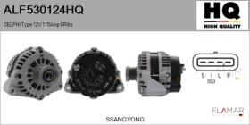 HQ ALF530124HQ - ALTERNADOR  DELPHI TYPE 12V 115AMP PFR6