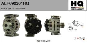 HQ ALF690301HQ - ALTERNADOR  BOSCH TYPE 12V 120AMP PFR5
