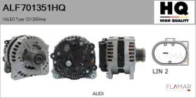 HQ ALF701351HQ - ALTERNADOR  VALEO TYPE 12V 200AMP