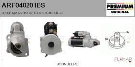 BOSCH ARF040201BS - MOTOR DE ARRANQUE BOSCH TYPE 12V 3KW 11T CW OIL SEALED