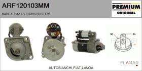 MARELLI ARF120103MM - MOTOR DE ARRANQUE MARELLI TYPE 12V 0,80KW 8/9T CW
