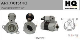 HQ ARF770151HQ - MOTOR DE ARRANQUE VALEO TYPE 12V 0,90KW 8T CCW