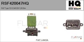 HQ RSF420047HQ - RESISTENCIA VENTILADOR HABITáCULO FIAT TYPE 12V 0,34/0,53/1,