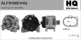 HQ ALF910051HQ - ALTERNADOR